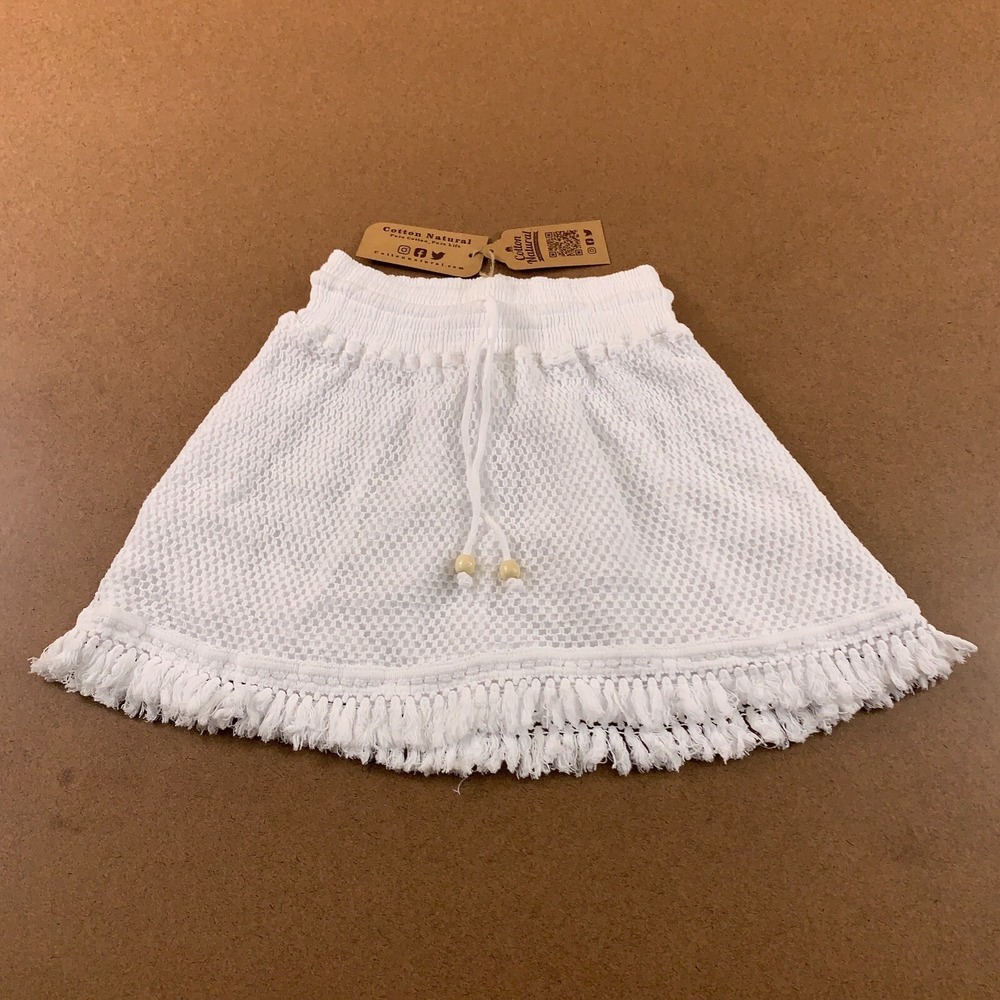Cotton Natural Womens Medium White 100% Cotton Lined Mesh Moda Mini Skirt NWT